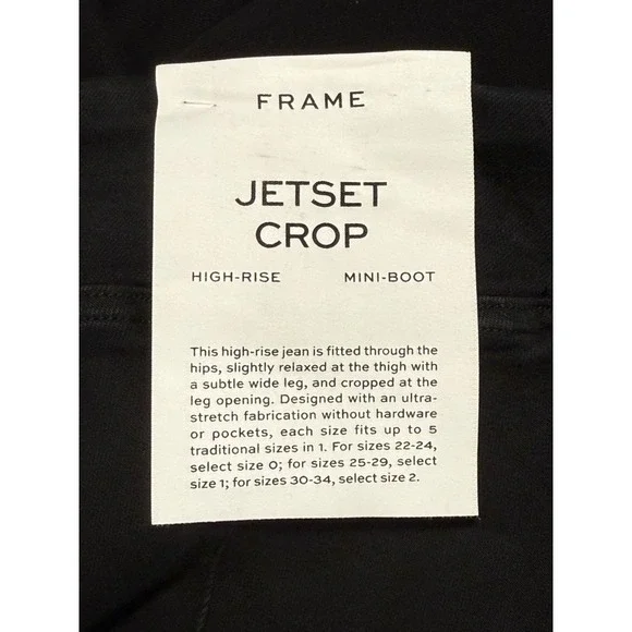 FRAME Jetset Crop Mini Boot Jeans Sheen Noir Black High Rise JCMB631 Size 2 NEW - Picture 5 of 9